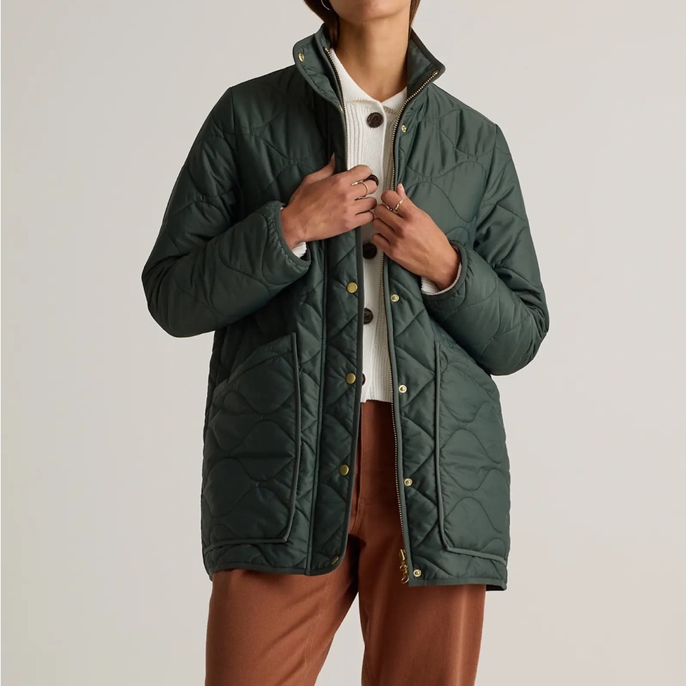 Quince Dark Green Quilted Puffer Jacket NWT